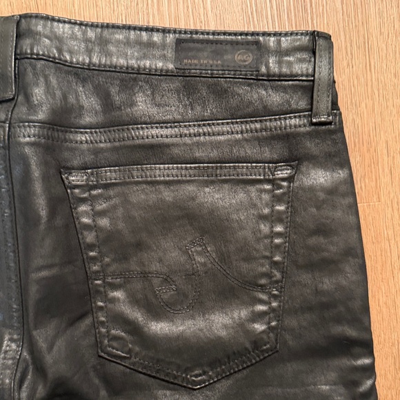 AG Adriano Goldschmied Black Leather Look Skinny Jeans - Picture 4 of 11